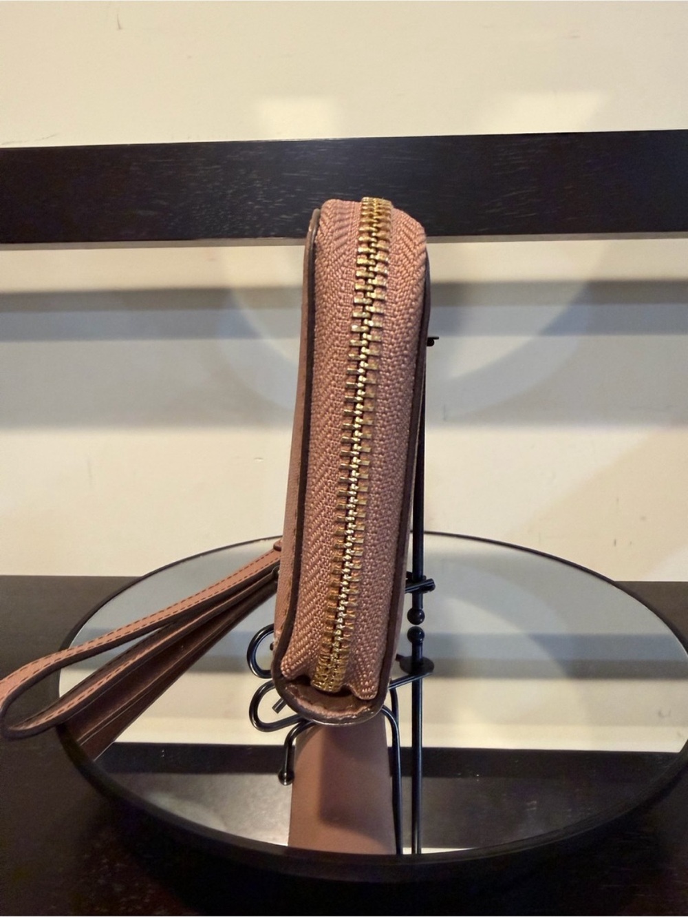 Michael Kors Pink Zip-Around Wristlet Wallet with Gold Logo - Picture 4 of 7
